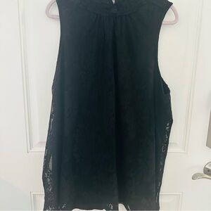 Torrid Tank 2X | Black Lace Mock Neck Sleeveless Lined Keyhole Detail